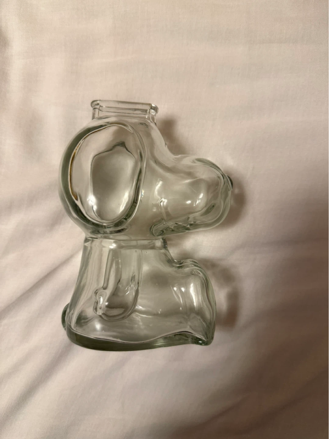 Vintage Snoopy clear glass piggy bank
