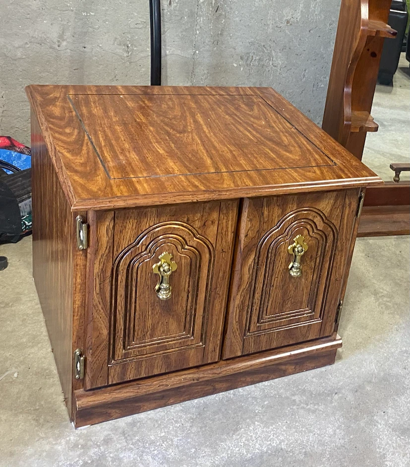 Wooden Side Table with Doors
