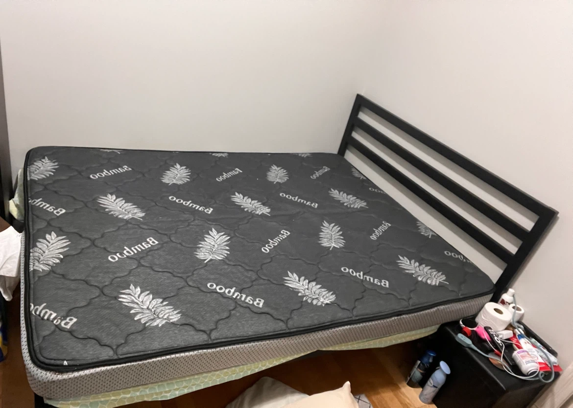 Black Metal Bed Frame with Free Bamboo Mattress - photo 4