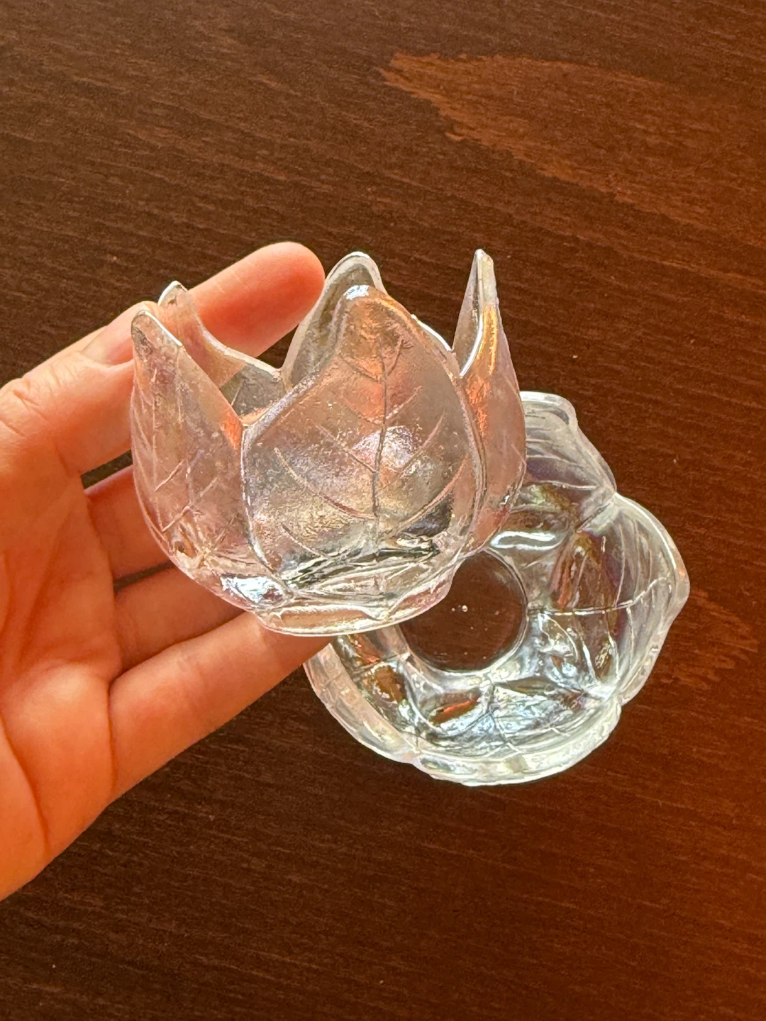 Iridescent Glass Tulip Tea light Holders Or Trinket Dish - photo 2