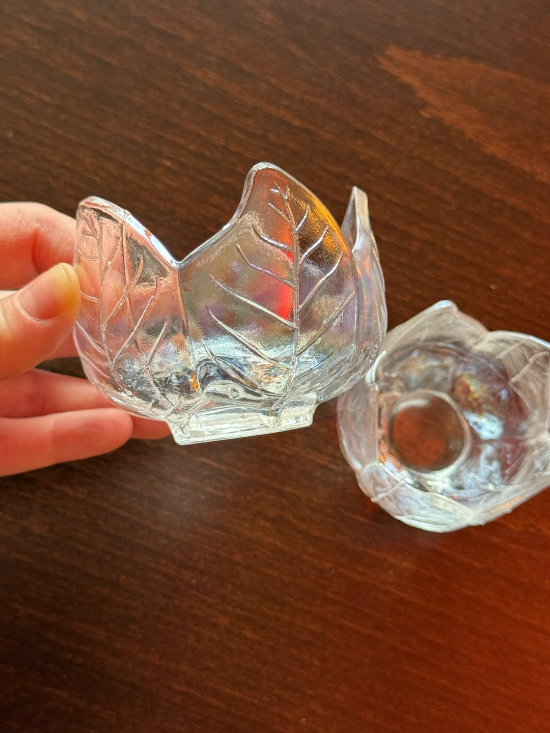 Iridescent Glass Tulip Tea light Holders Or Trinket Dish - photo 3