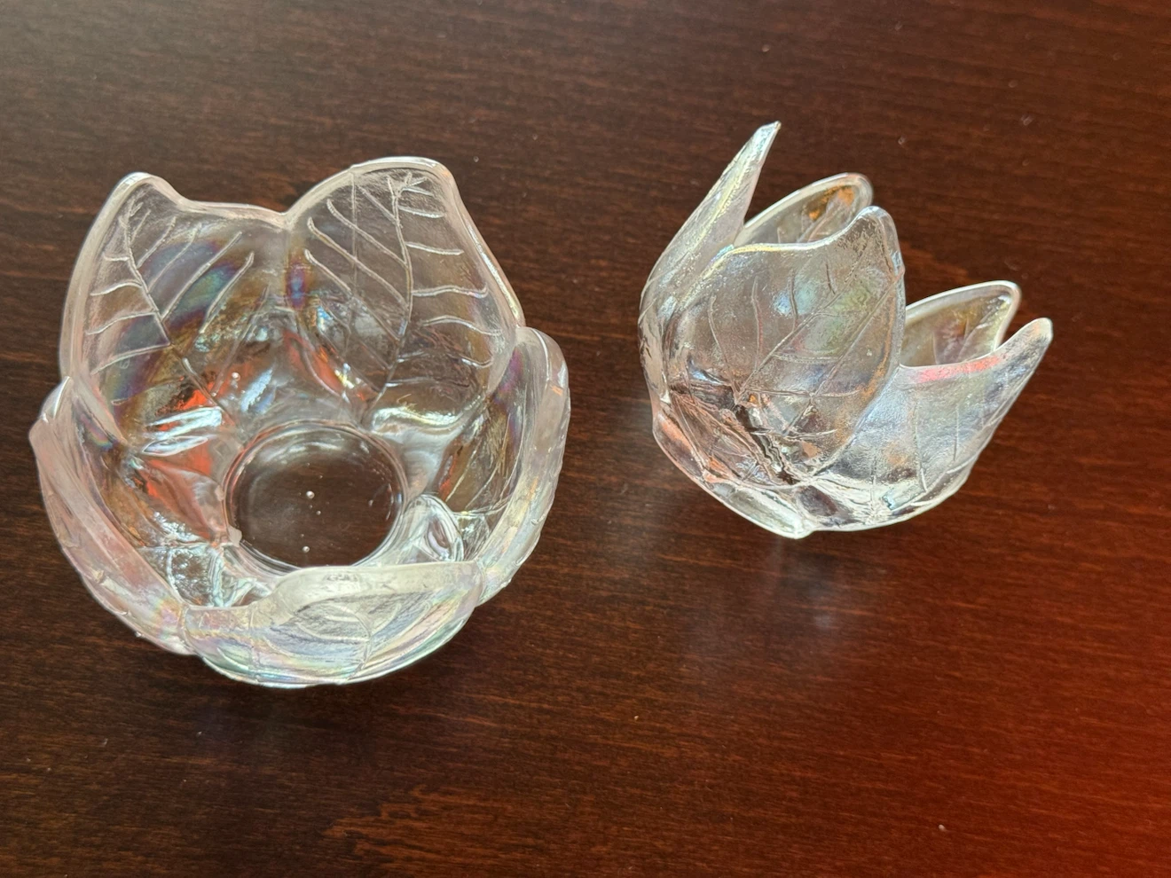 Iridescent Glass Tulip Tea light Holders Or Trinket Dish - photo 4
