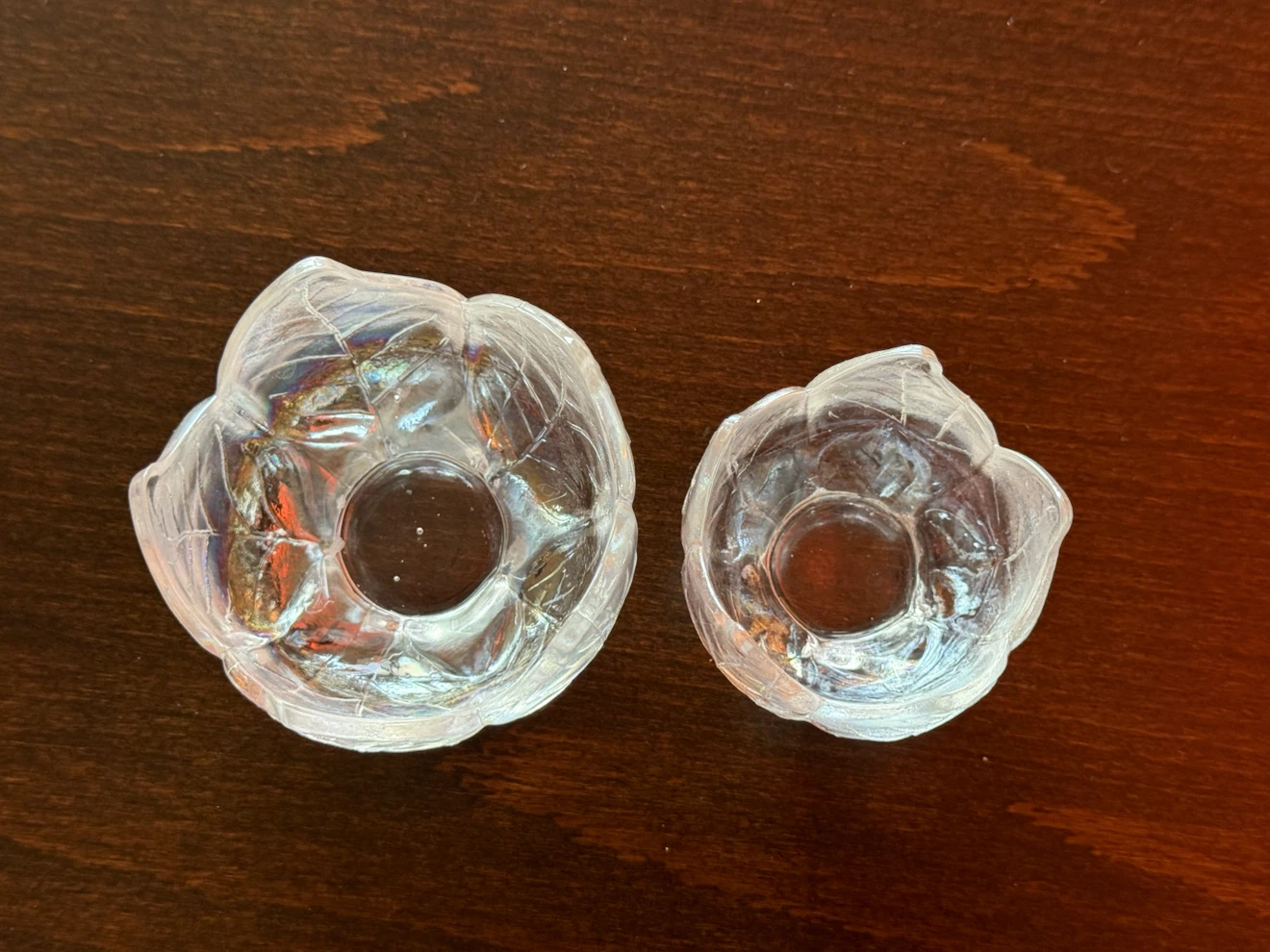 Iridescent Glass Tulip Tea light Holders Or Trinket Dish - photo 5