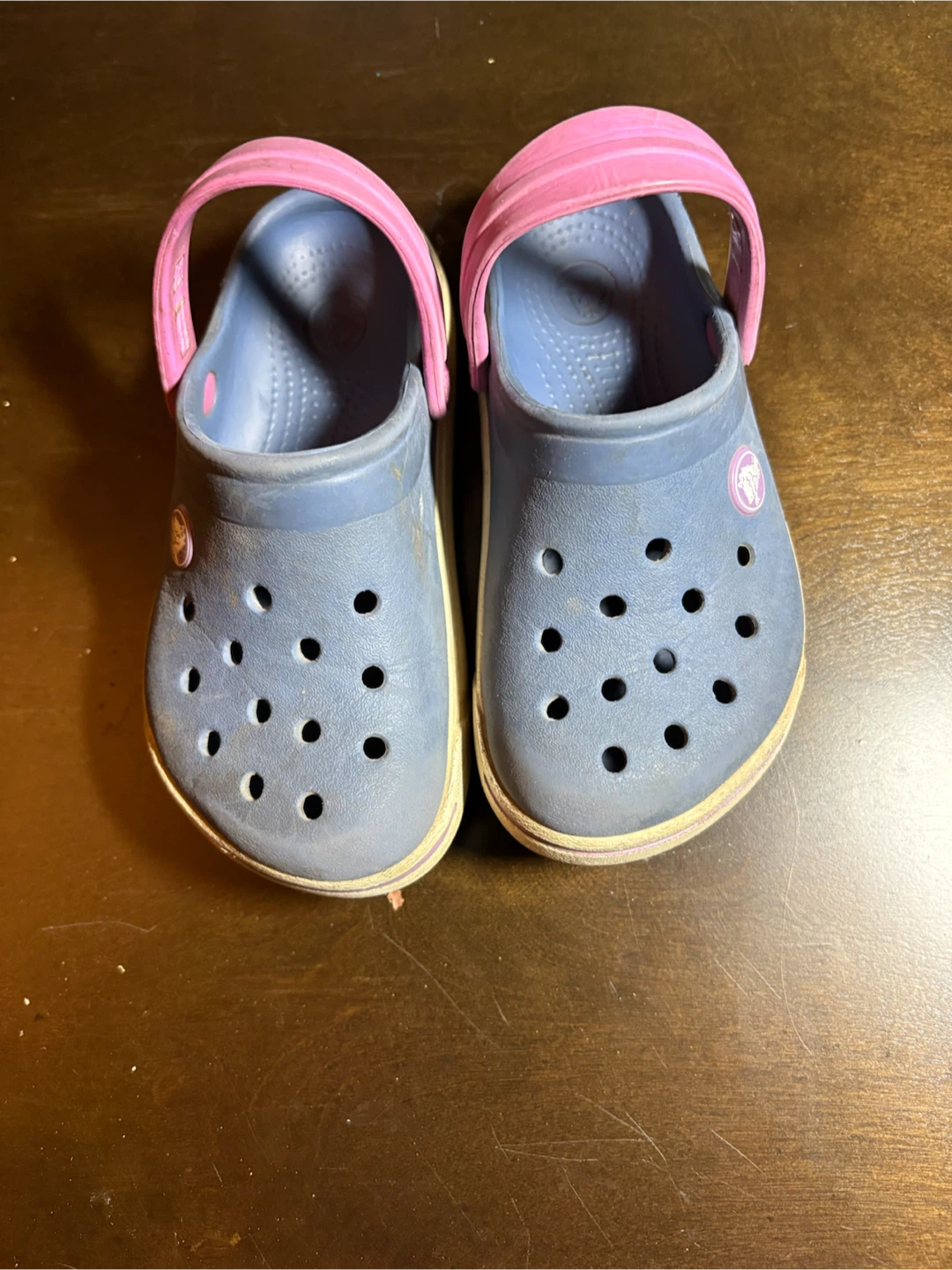 Crocs clogs kids blue pink size J2