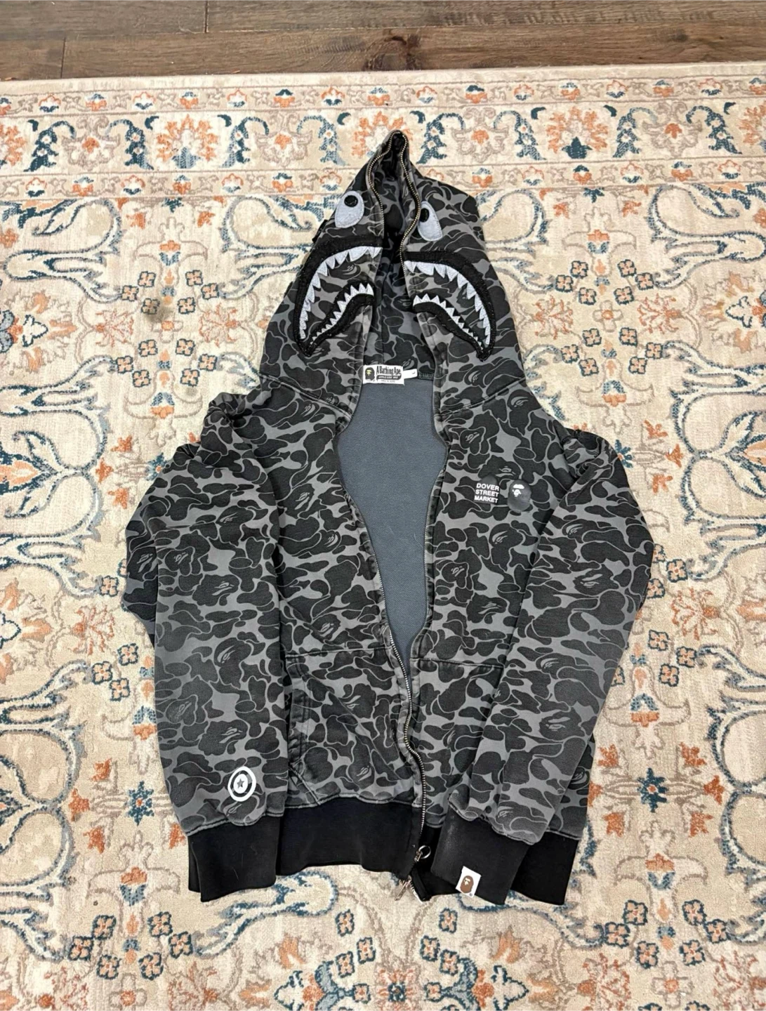 A Bathing Ape Camo Shark Hoodie Size L