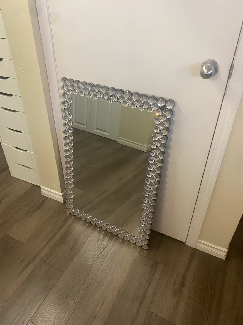 Decorative Wall Mirror with Gemstone Border