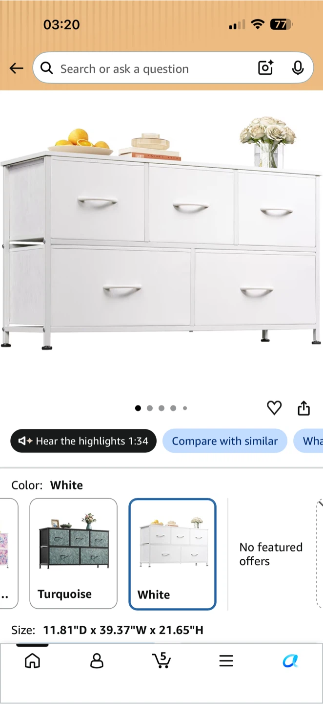 White 7-Drawer Dresser