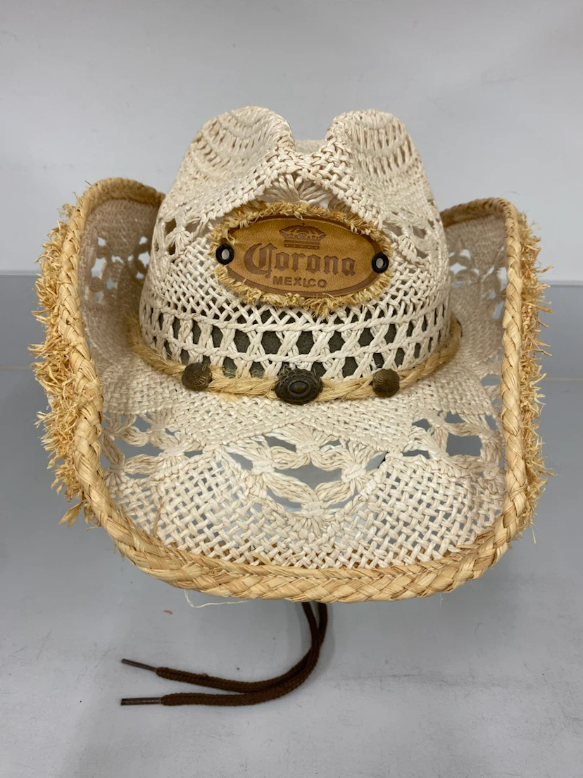 TONPSOM crocheted straw cowboy hat with Corona logo - photo 2