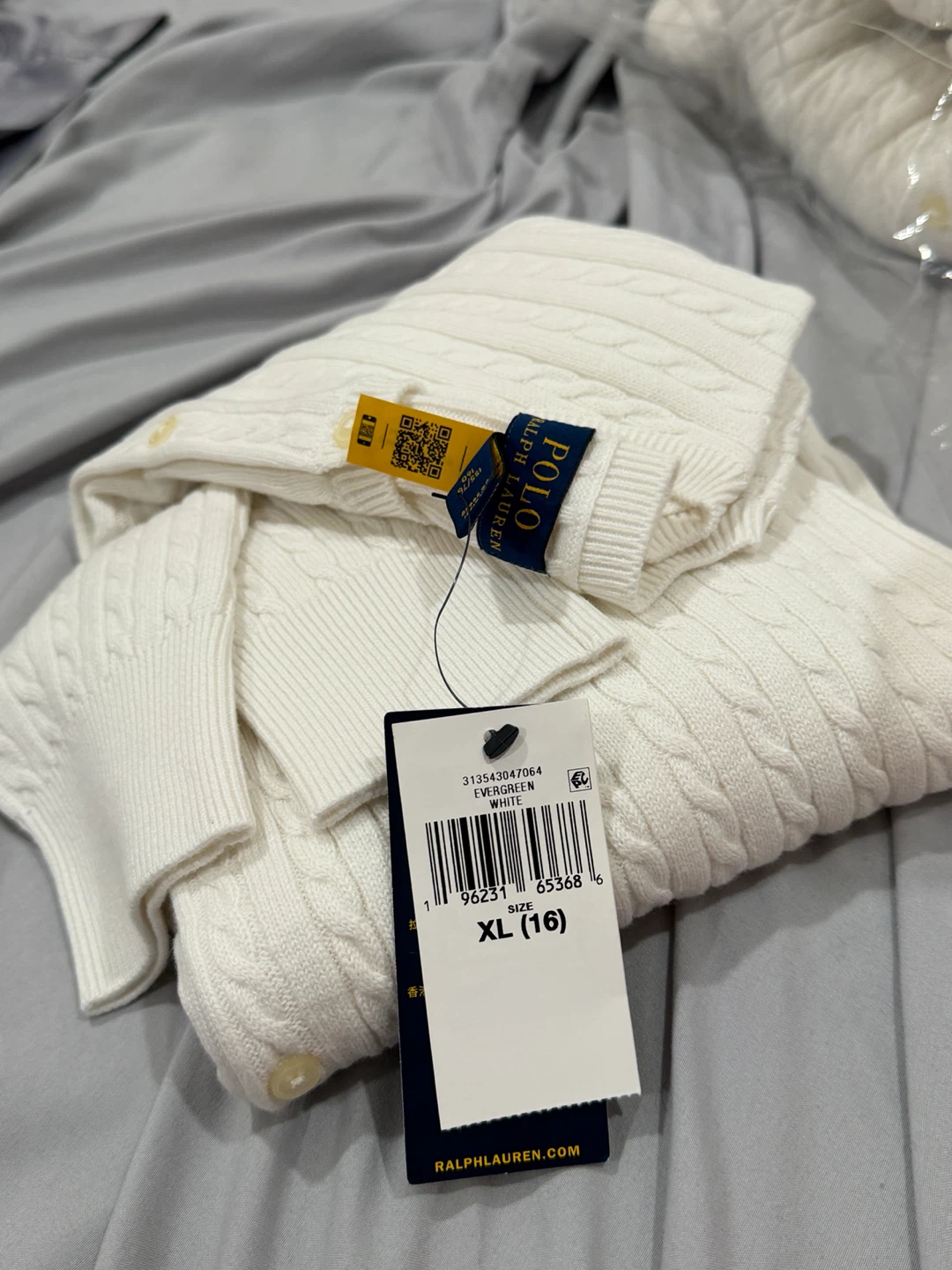 Polo Ralph Lauren Cable Knit Cardigan - White - XL (16) - photo 2