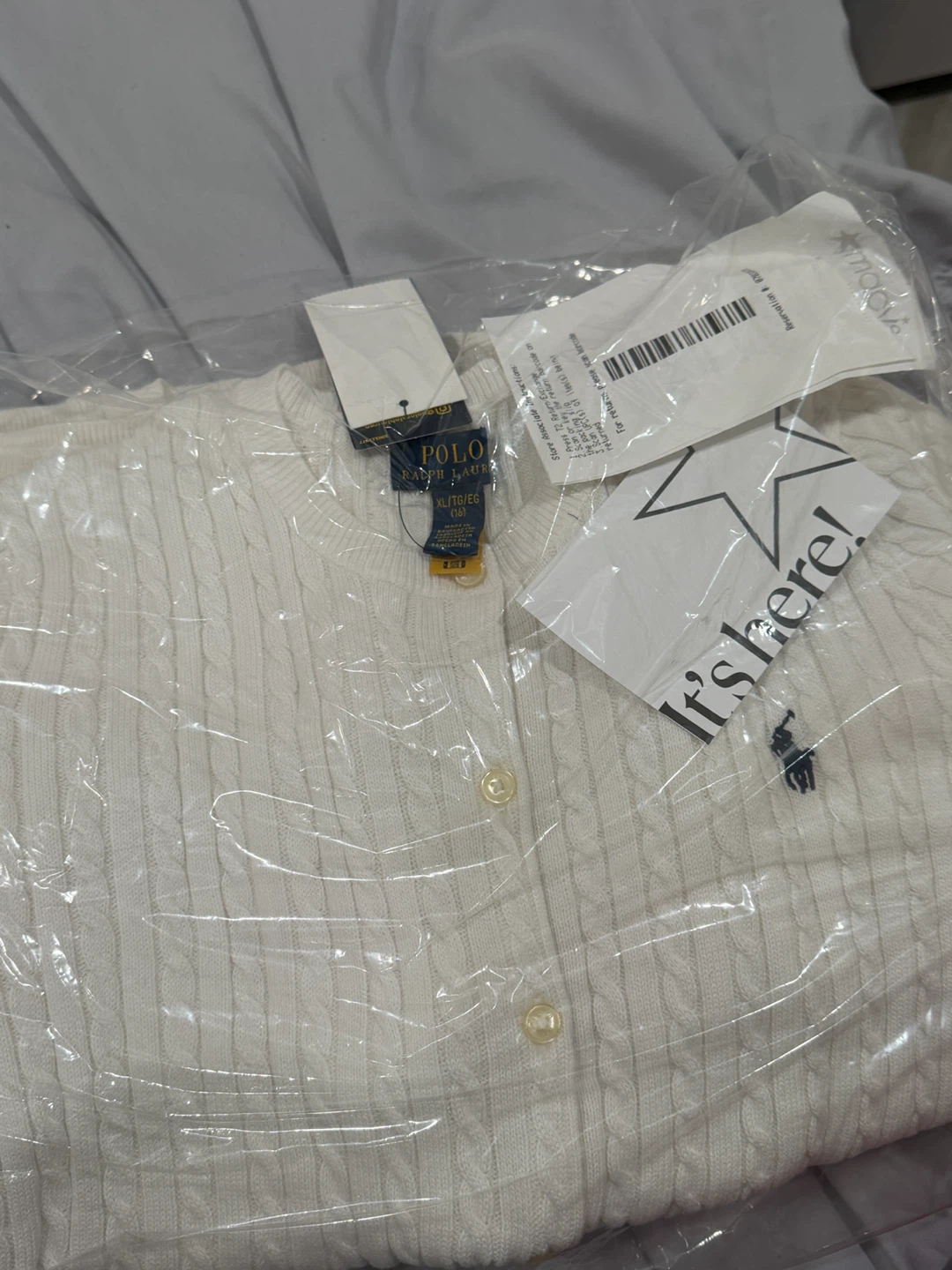 Polo Ralph Lauren Cable Knit Cardigan - White - XL (16) - photo 3
