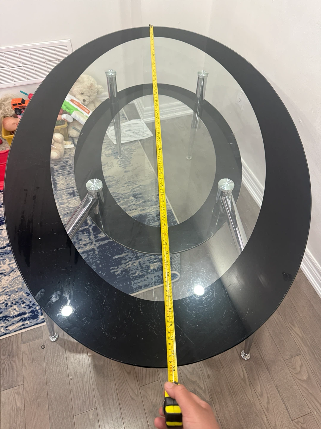 Oval Glass Dining Table with Black Trim - photo 4