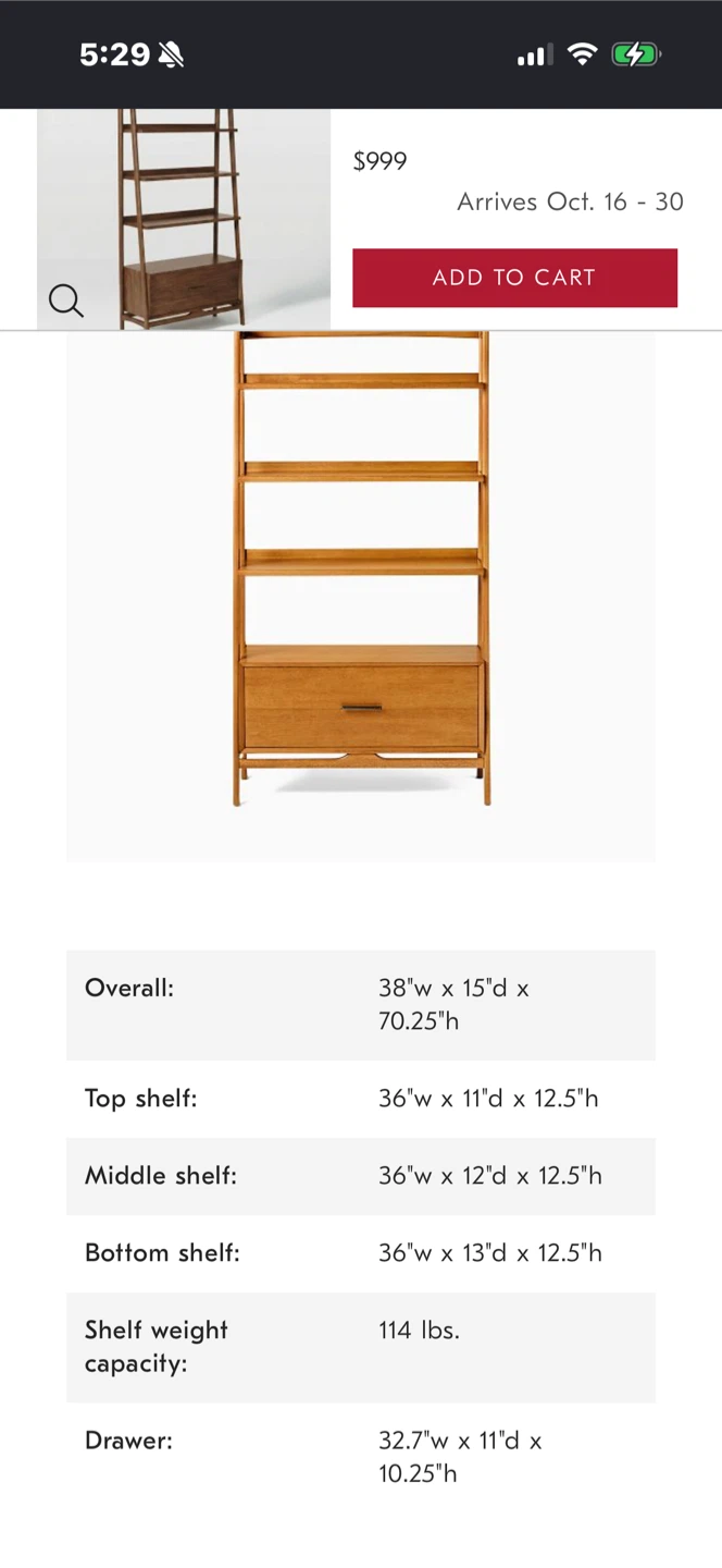 West Elm Bookshelf with Drawer