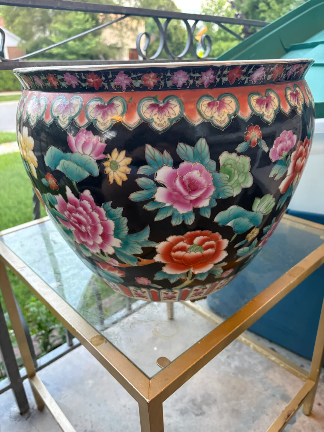 Vintage Chinese Porcelain Fish Bowl Planter