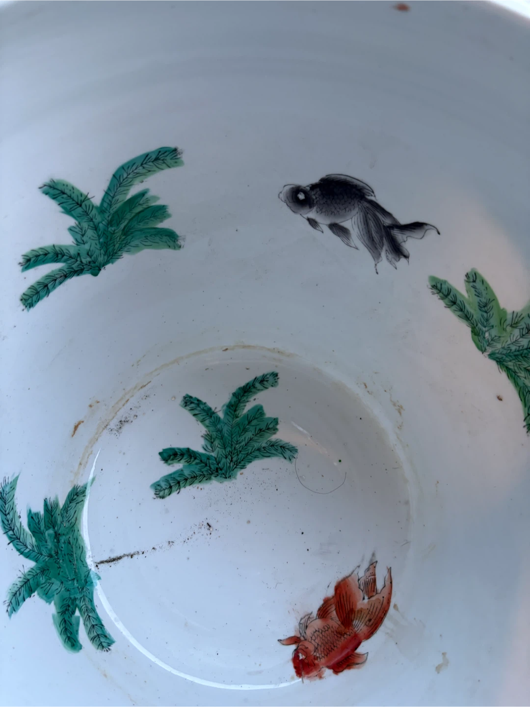 Vintage Chinese Porcelain Fish Bowl Planter - photo 3