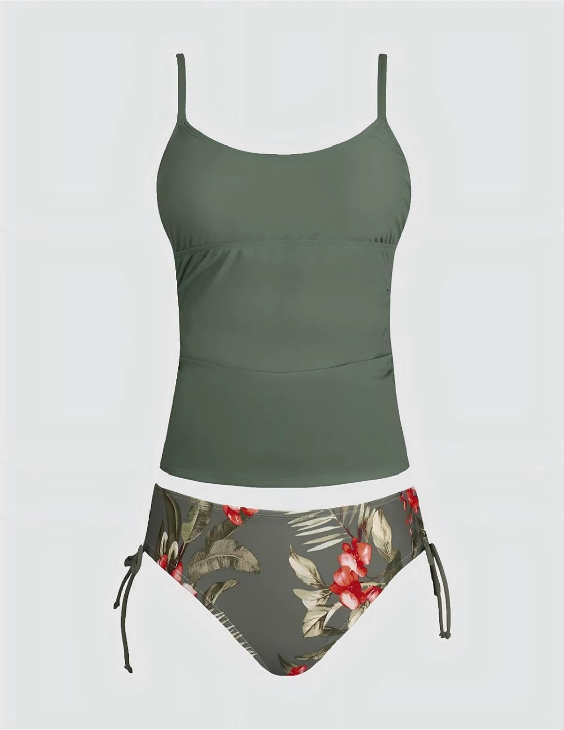 Cupshe Green Floral Tankini Swimsuit M
