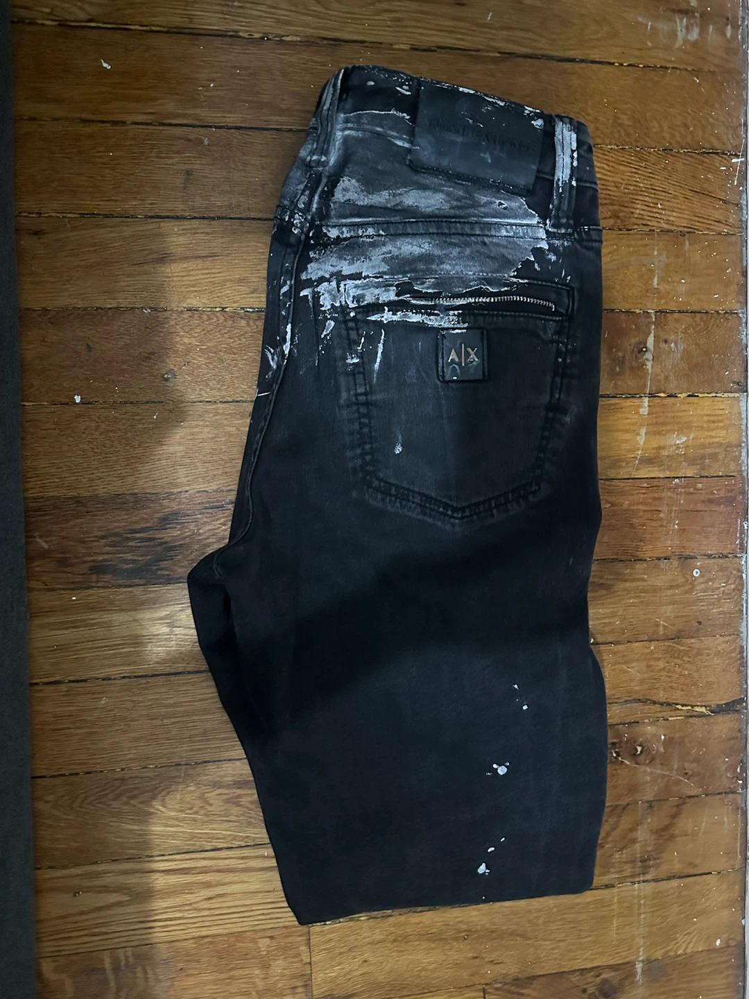 Armani Exchange Black Jeans x paint
