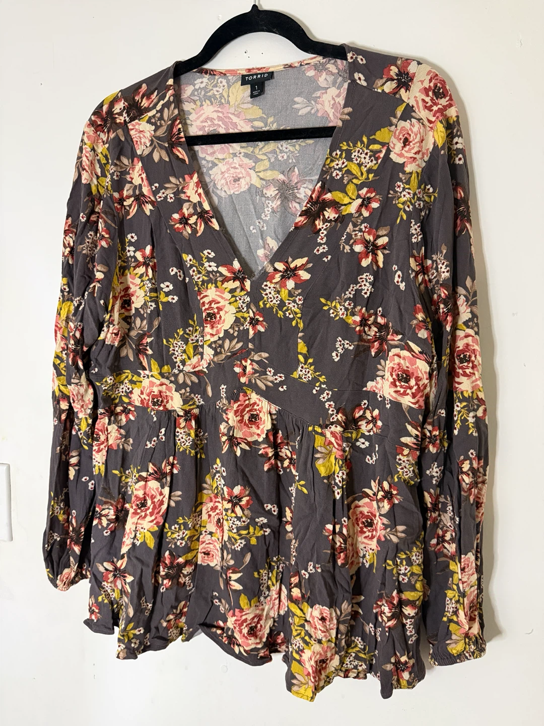 torrid Gray Floral Blouse (1x)