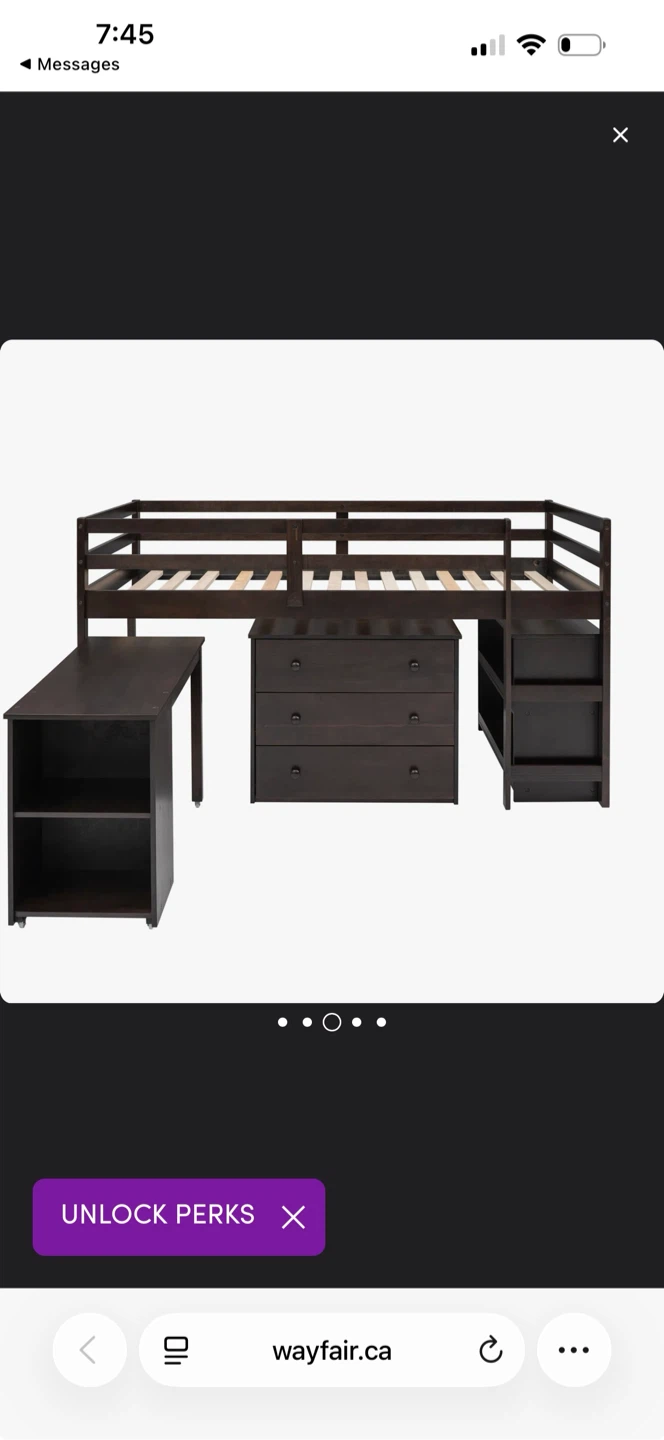 Dark Brown Loft Bed with Desk and Dresser