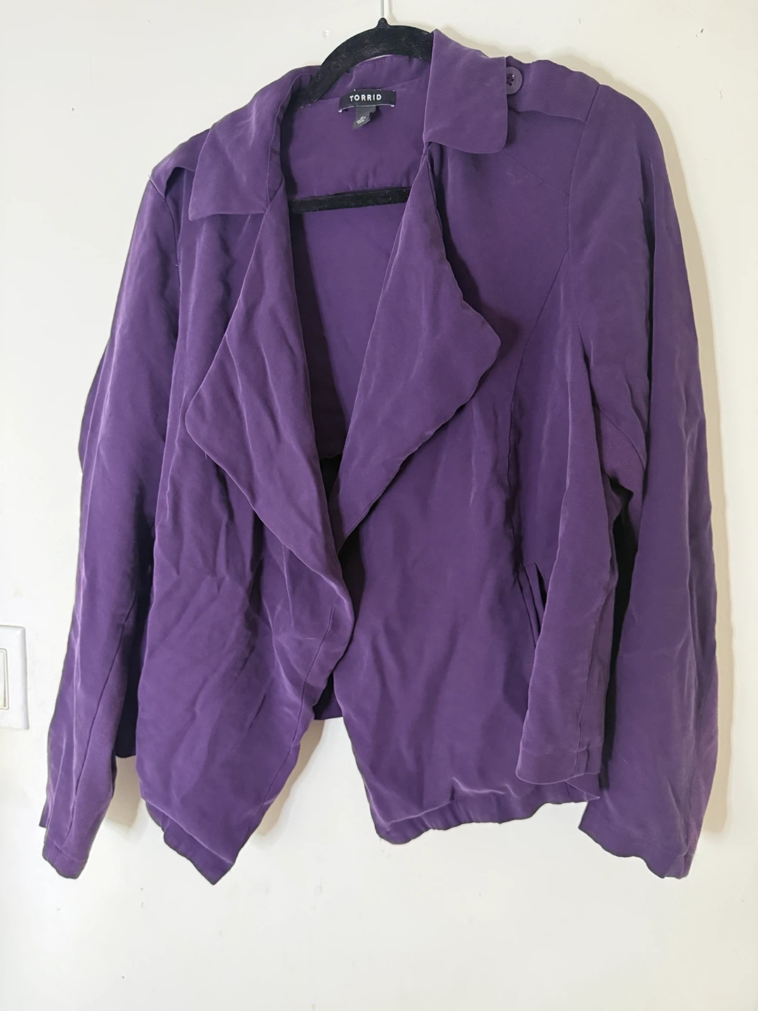 torrid Violet Draped Open-Front Blazer Jacket w/ pockets (2x)