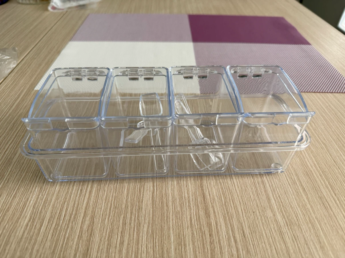4-Compartment Clear Plastic Condiment Organizer