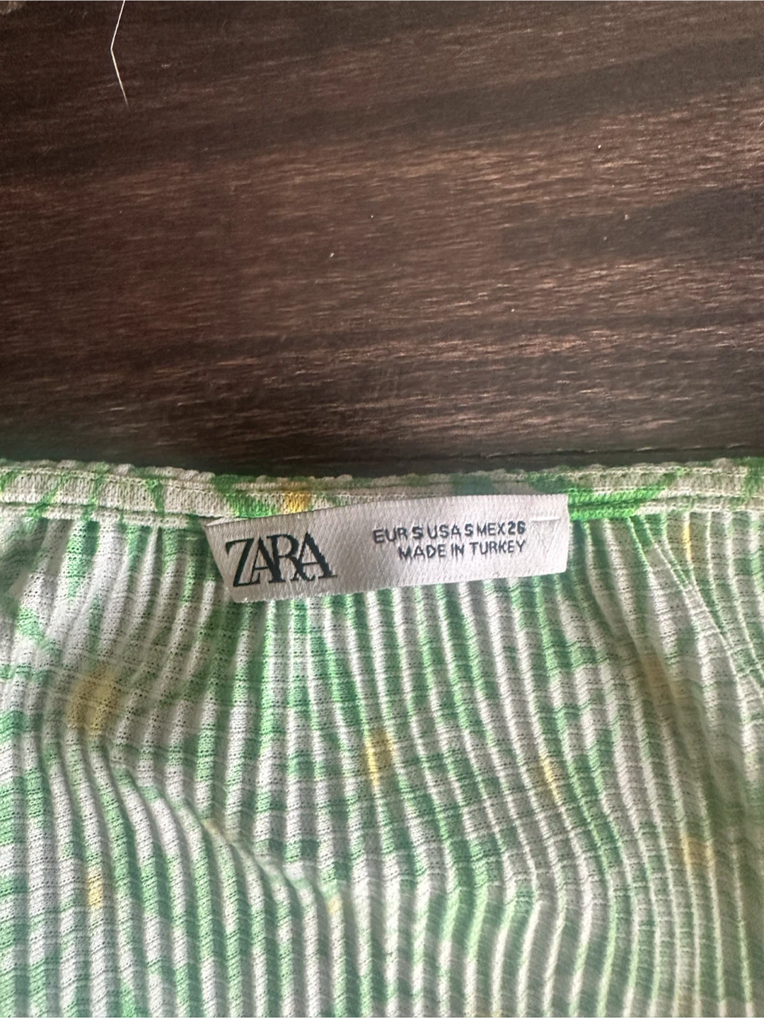 Zara Green Daisy Print Ruched Puff Sleeve Top Size S - photo 4
