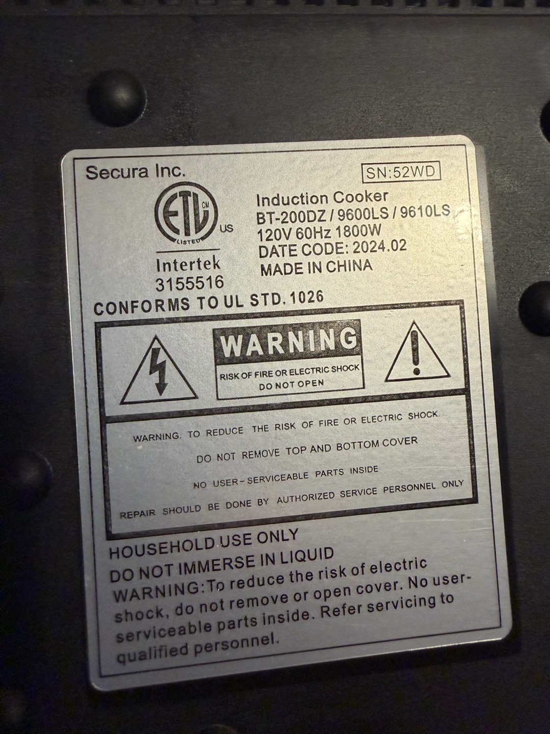 Duxtop Induction Cooktop BT-200DZ - photo 5