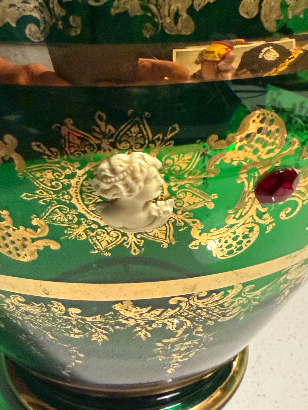 Venetian Emerald Green with Cameos Gold Ornate Detail - photo 3