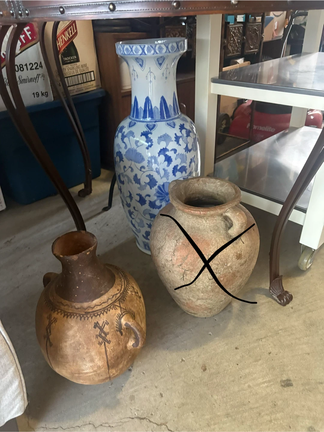 Large Blue and White Porcelain Vase and other