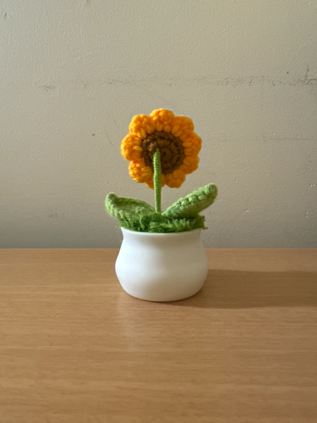 Crocheted Sunflower Plant in White Pot - photo 2