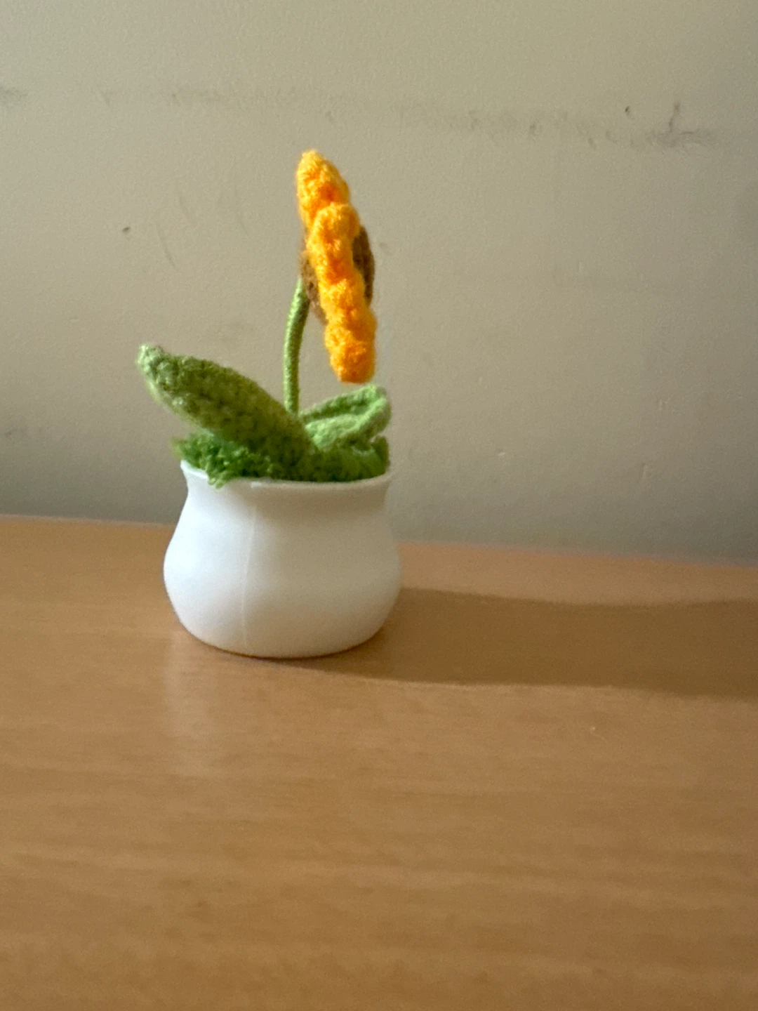 Crocheted Sunflower Plant in White Pot - photo 3