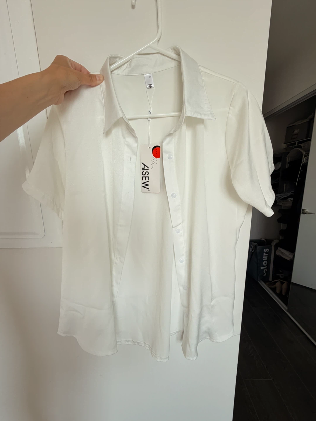 White Short Sleeve Button-Up Shirt