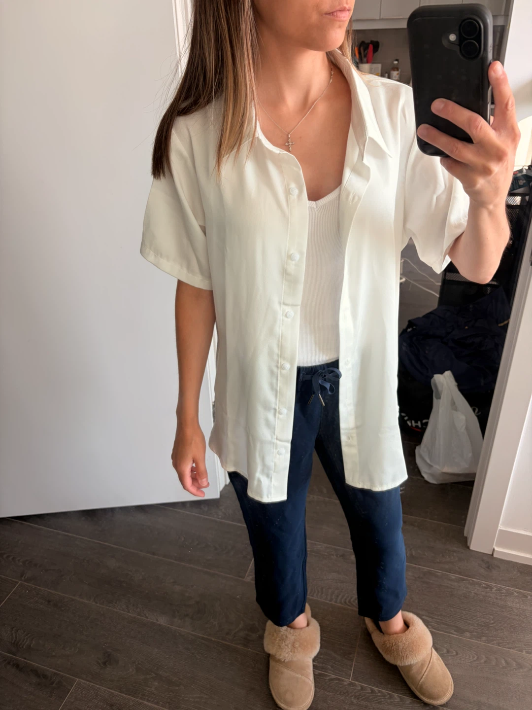 White Short Sleeve Button-Up Shirt - photo 4