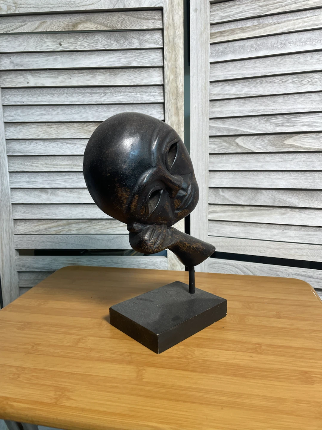 Wooden Abstract Face Sculpture - photo 2