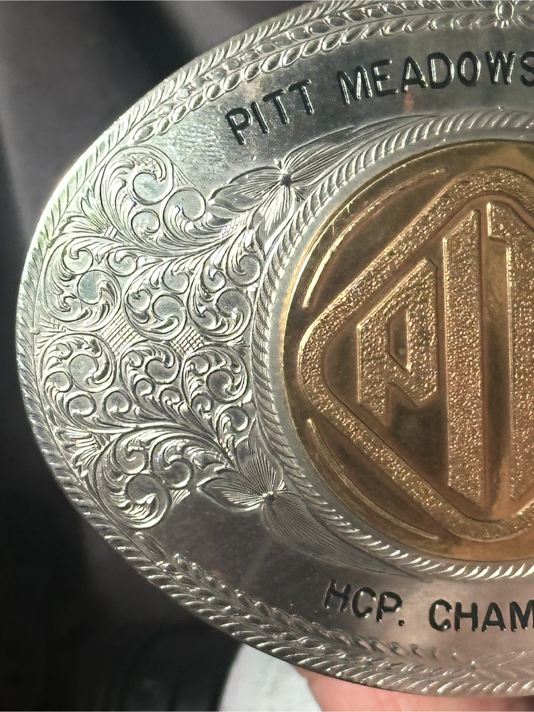Vintage PITA Pitt Meadows Gun Club Trap Trophy Belt Buckle - photo 2