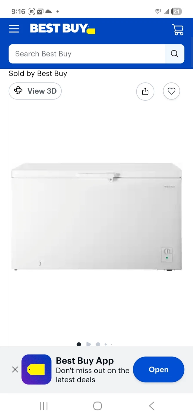 Insignia 14.0 Cu. Ft. Garage-Ready Chest Freezer - White