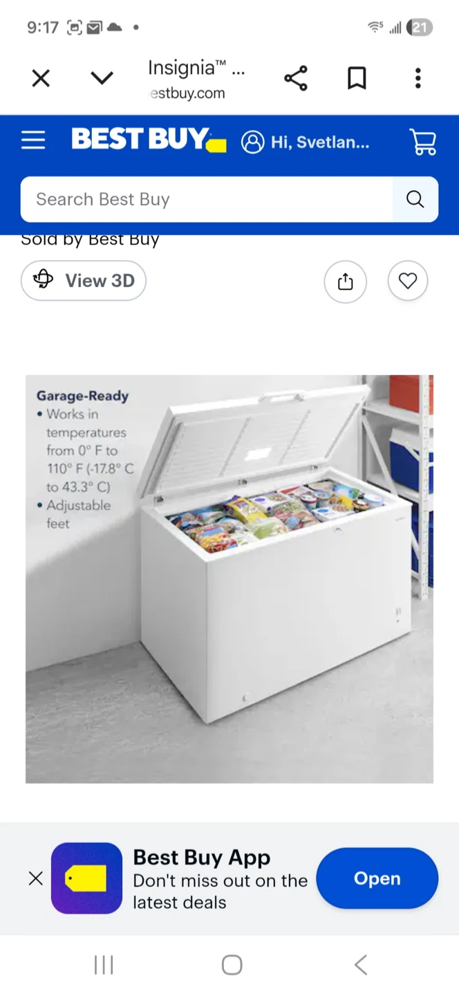 Insignia 14.0 Cu. Ft. Garage-Ready Chest Freezer - White - photo 2