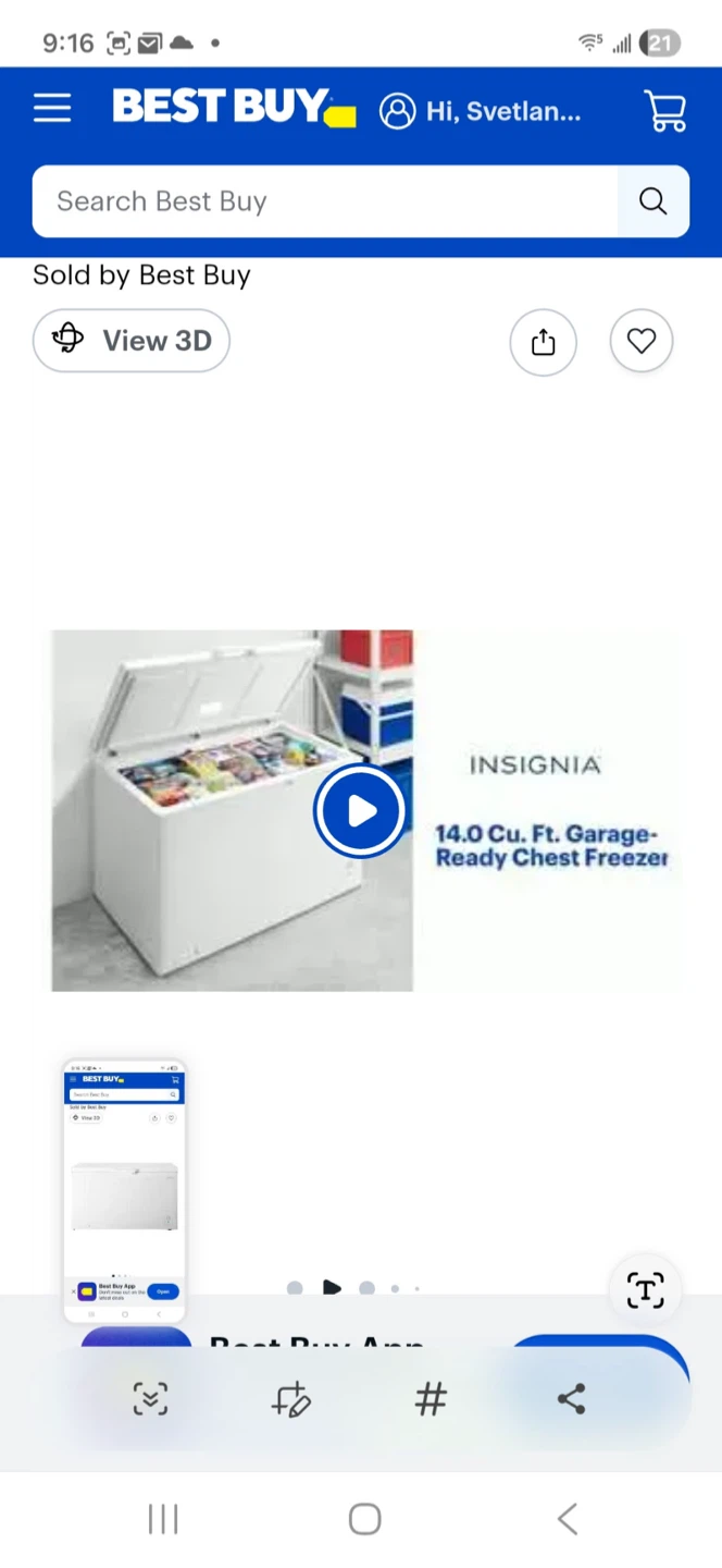 Insignia 14.0 Cu. Ft. Garage-Ready Chest Freezer - White - photo 3