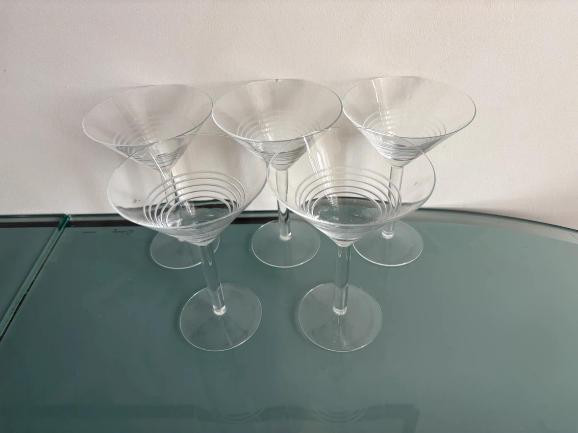 Set of 5 Clear Martini Glasses