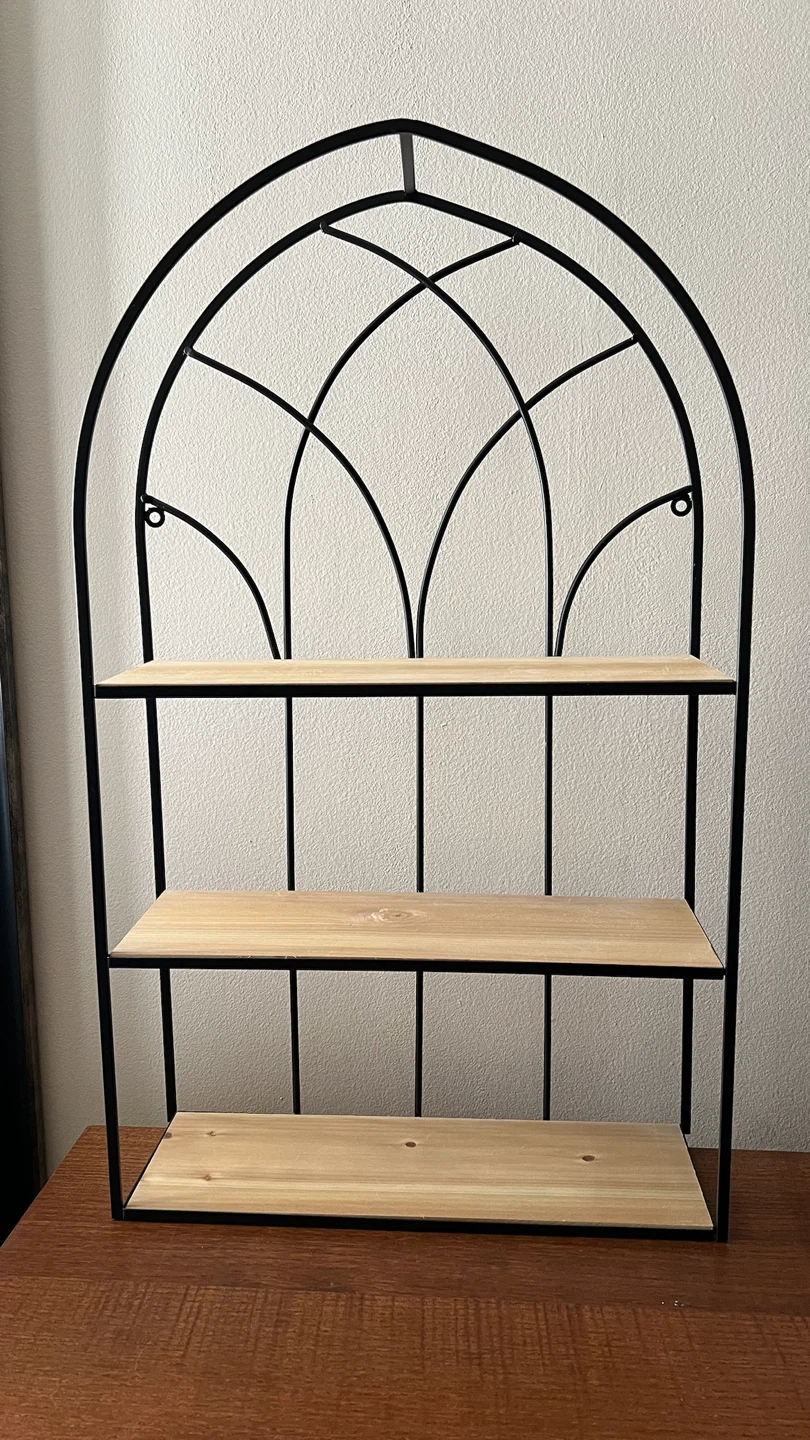 Iron and Wood Cathedral Style 30” H Shelf