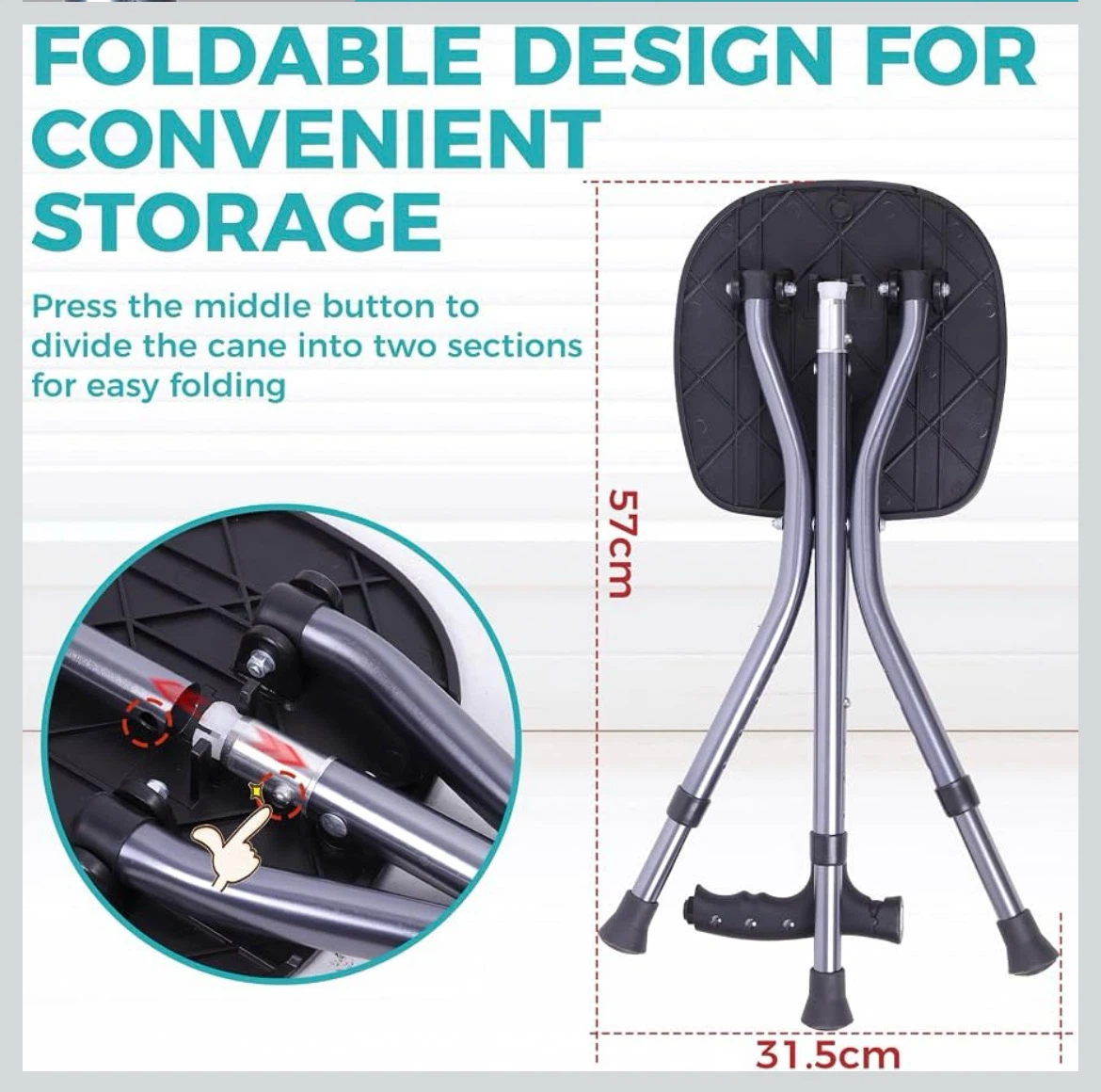 Portable Adjustable Folding Walking Cane with Seat - photo 4