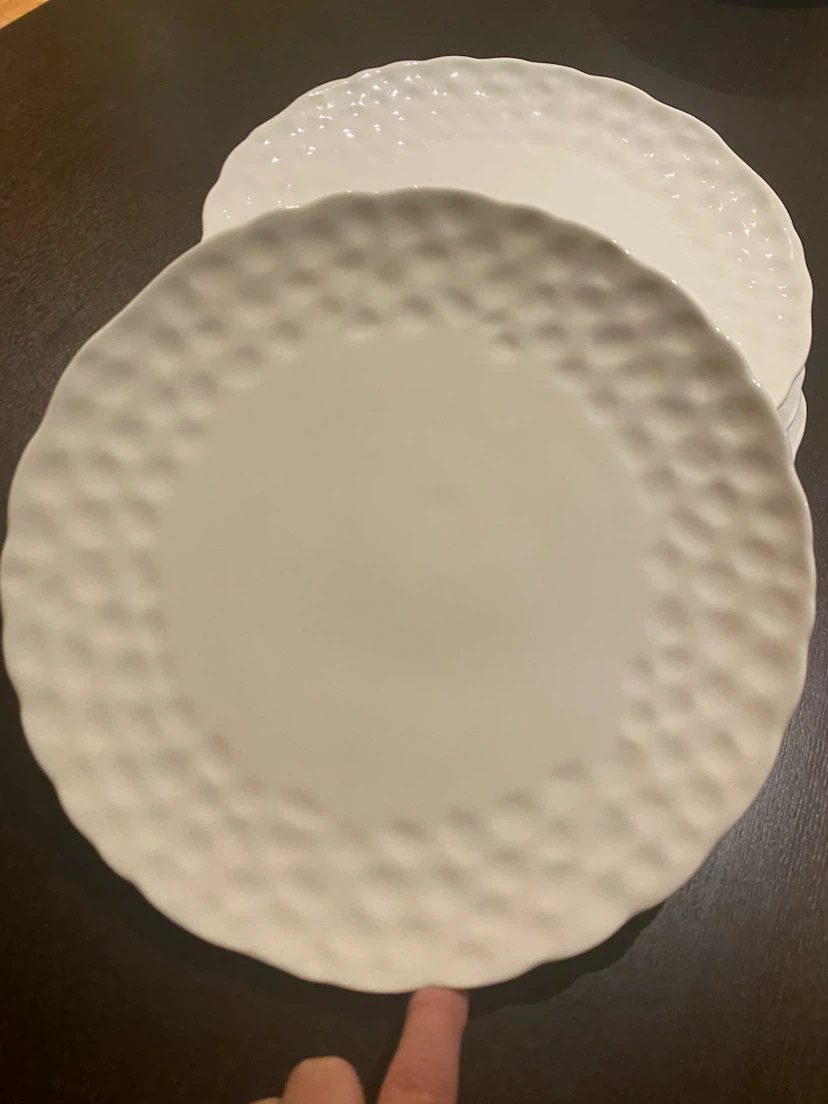 Set of white textured dinner and dessert plates - photo 2