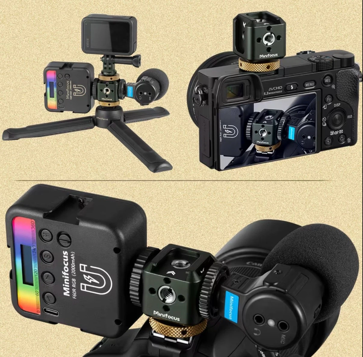 MINIFOCUS Hot Shoe Mount 1/4''&3/8'' and Arri-locating Hole - photo 5