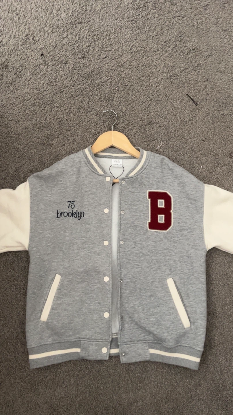 Zara Boys Grey Varsity Jacket