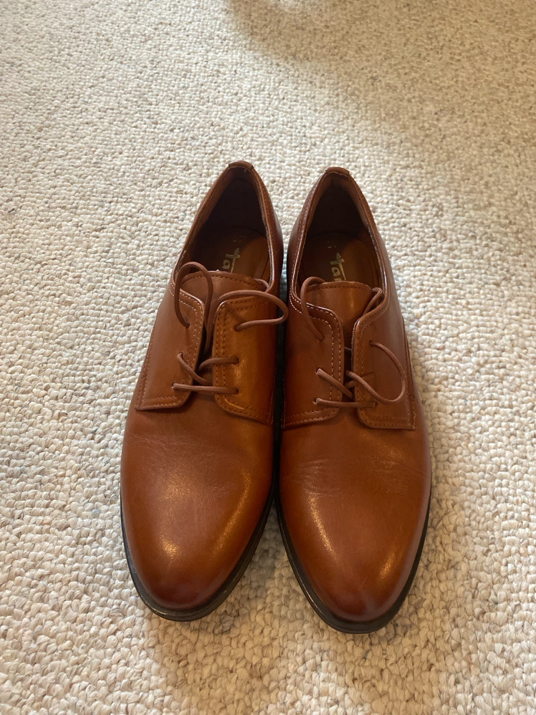 Tamaris Brown Leather Oxford Shoes Size 37