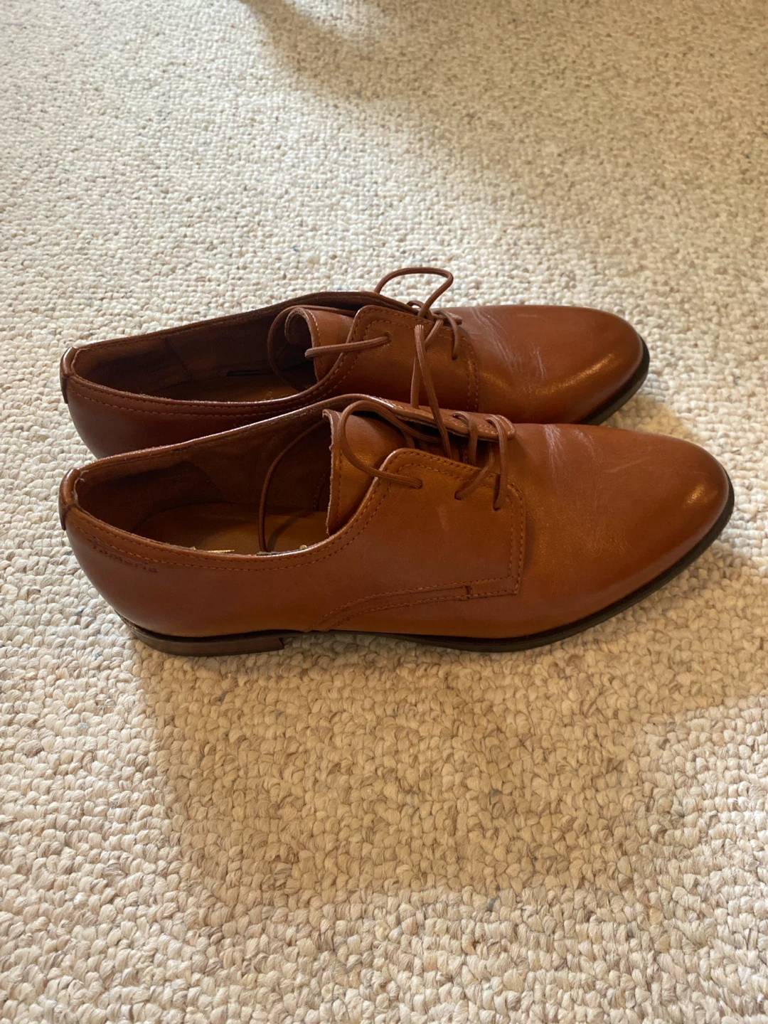 Tamaris Brown Leather Oxford Shoes Size 37 - photo 2