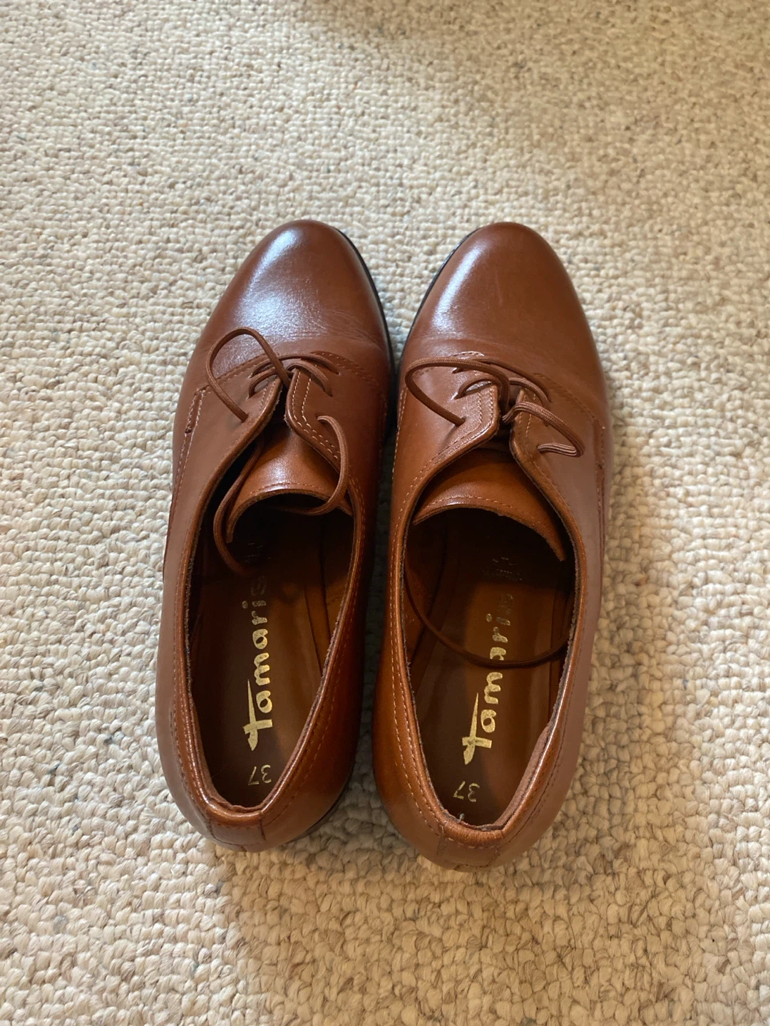 Tamaris Brown Leather Oxford Shoes Size 37 - photo 3