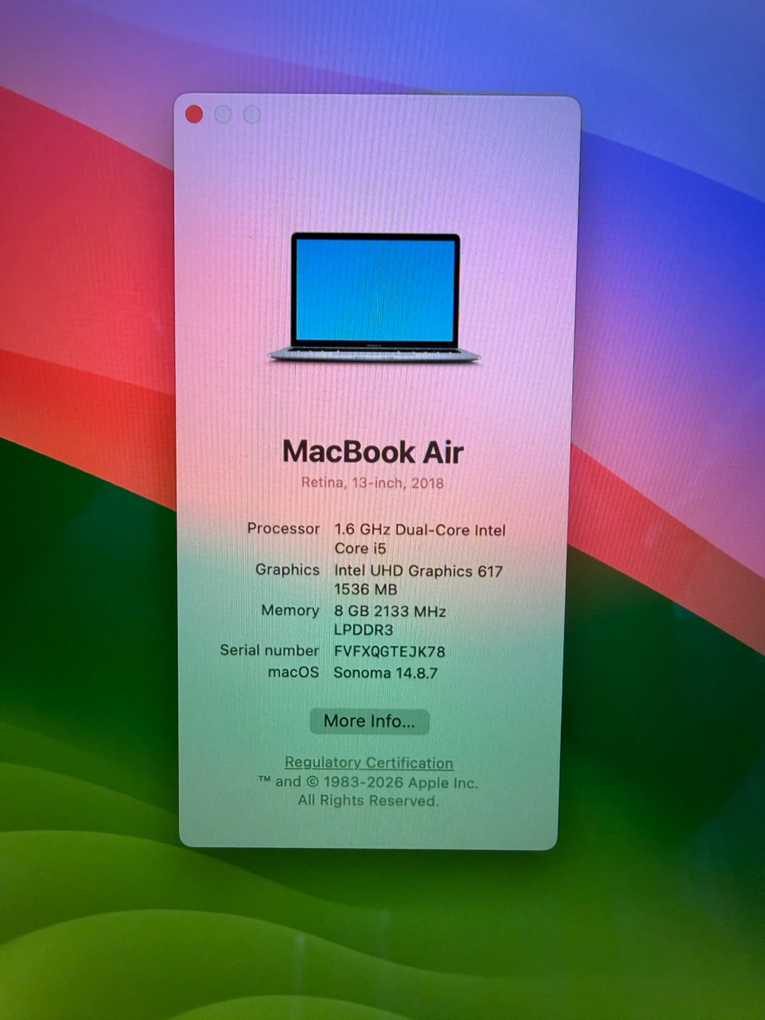 MacBook Air 2018 8GB RAM/256GB SSD/Good Battery/Fully Functional - photo 3