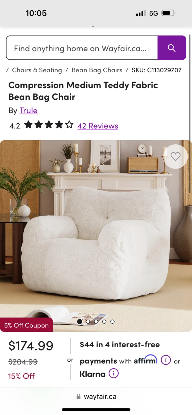 Compression Teddy Fabric Bean Bag Chair- like 🆕 - photo 4