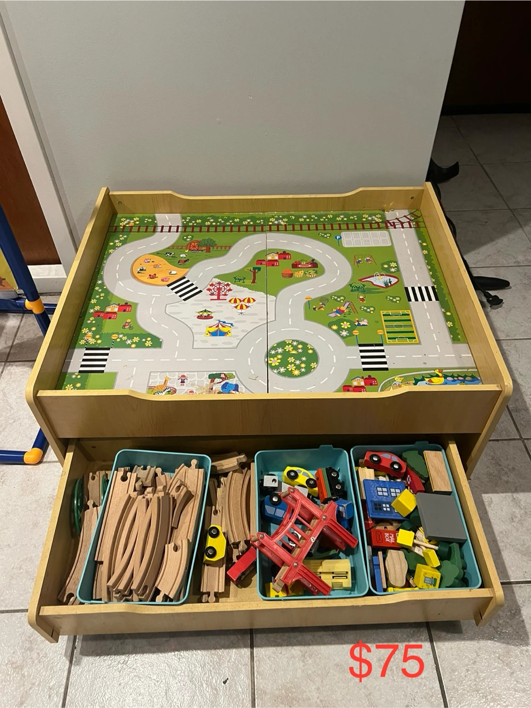 Kids Play Table with Train and Road Set