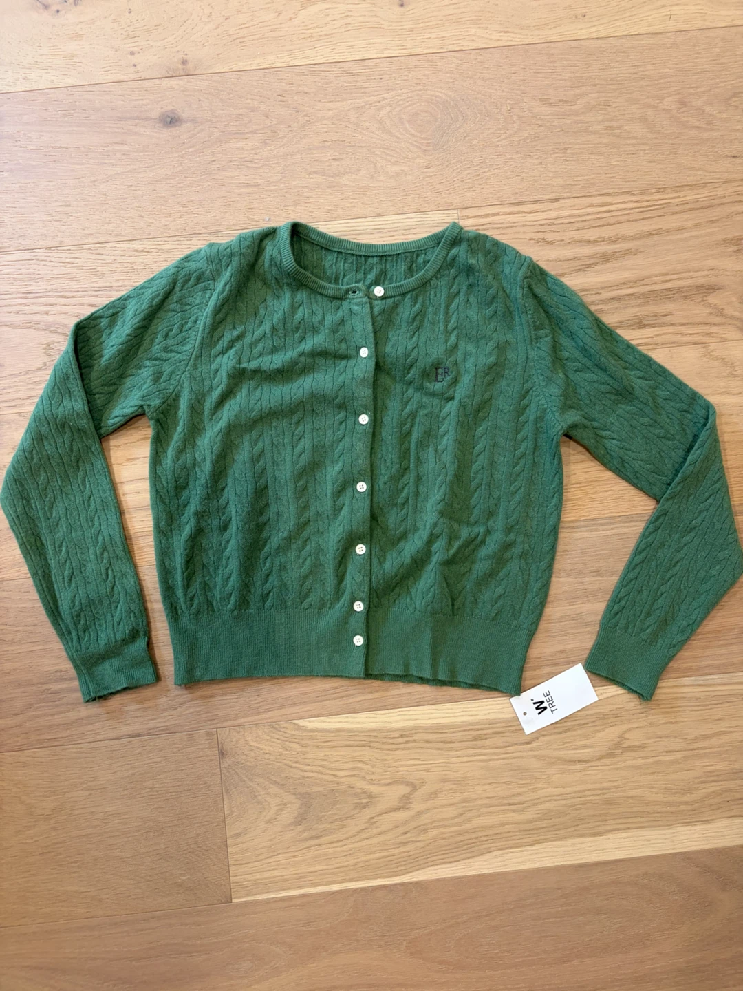 New Green Cable Knit Cardigan